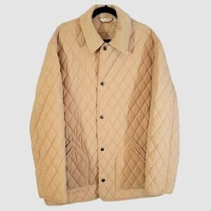 One Madison Chore‎ Jacket Tan Women's Quilted Sz Large Light Puffer Pockets